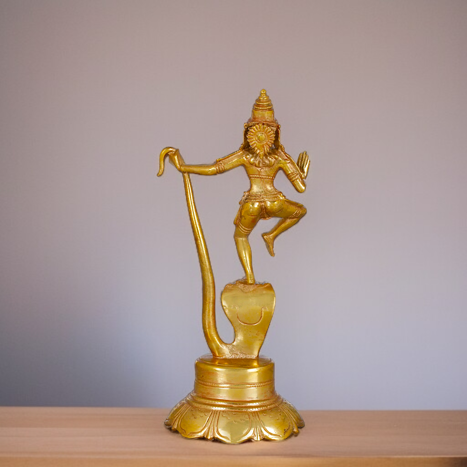 Kaliya Naag Krishna blessing Panchaloha idol - 8 Inches Nikuressence