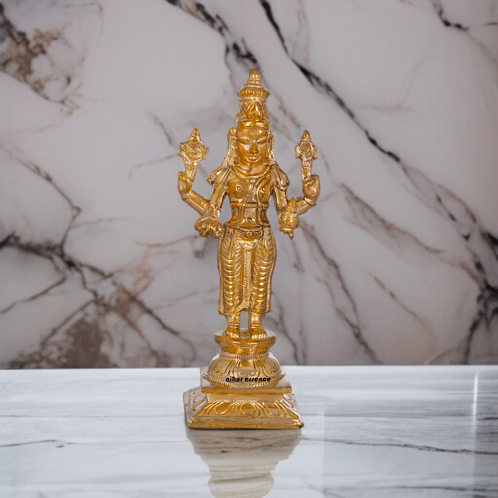 Dhanvantari Vishnu standing Panchaloha idol - 6 Inches Nikuressence