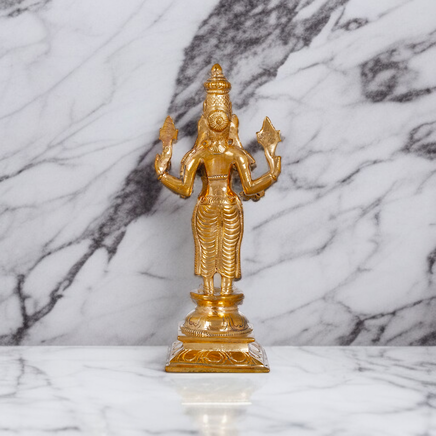 Dhanvantari Vishnu standing Panchaloha idol - 6 Inches Nikuressence