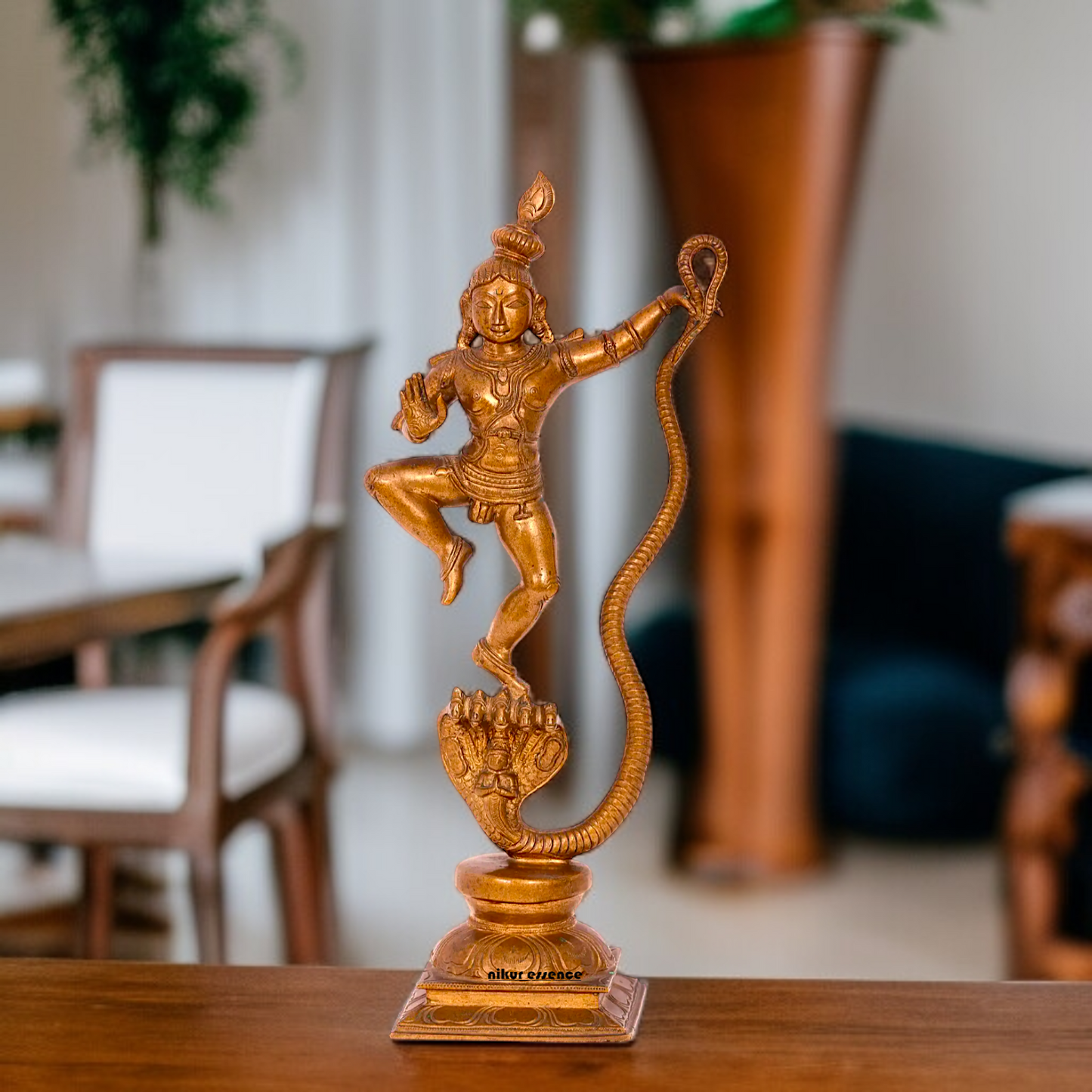 Kaliya naag Krishna Blessing standing Panchaloha idol - 14 Inches Nikuressence