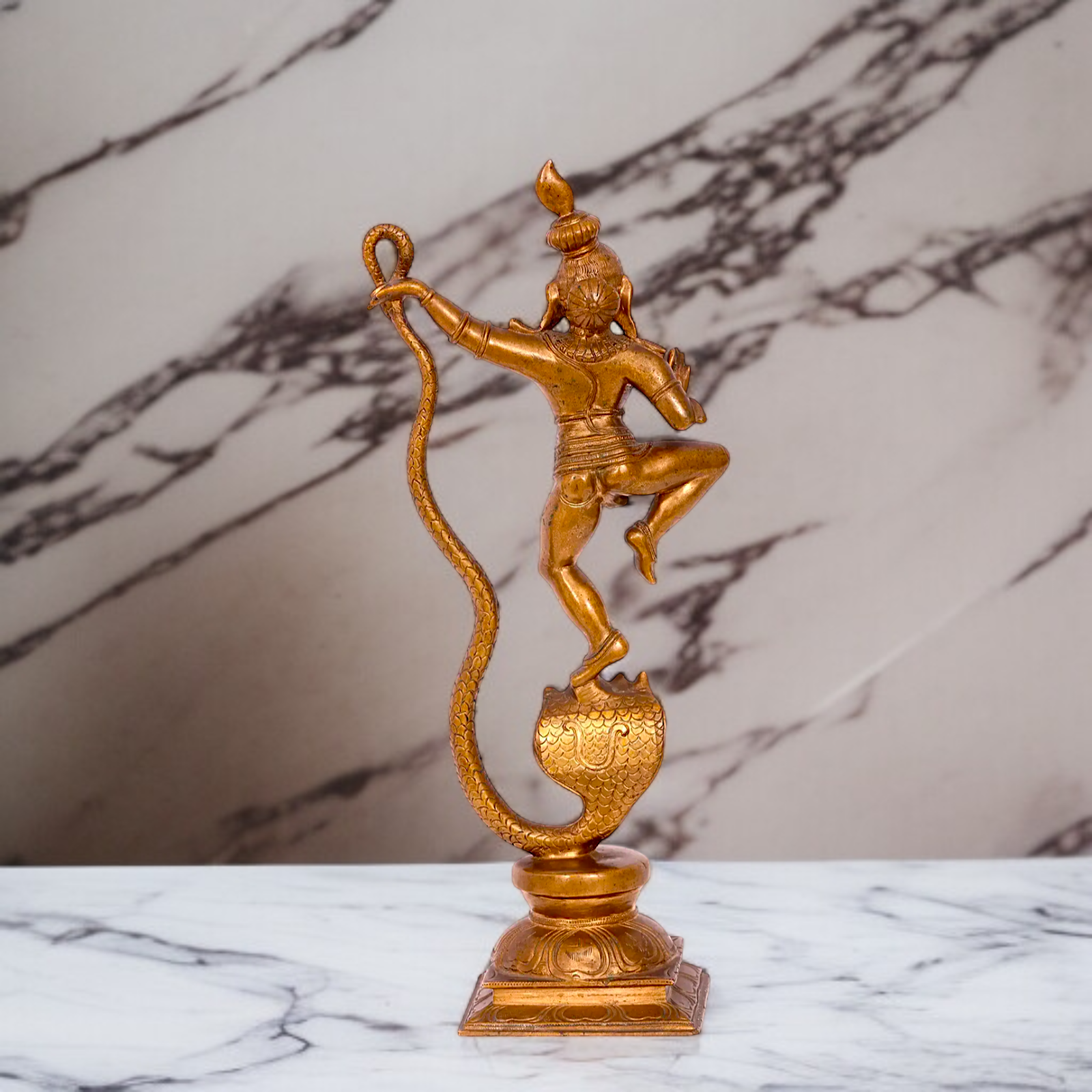 Kaliya naag Krishna Blessing standing Panchaloha idol - 14 Inches Nikuressence