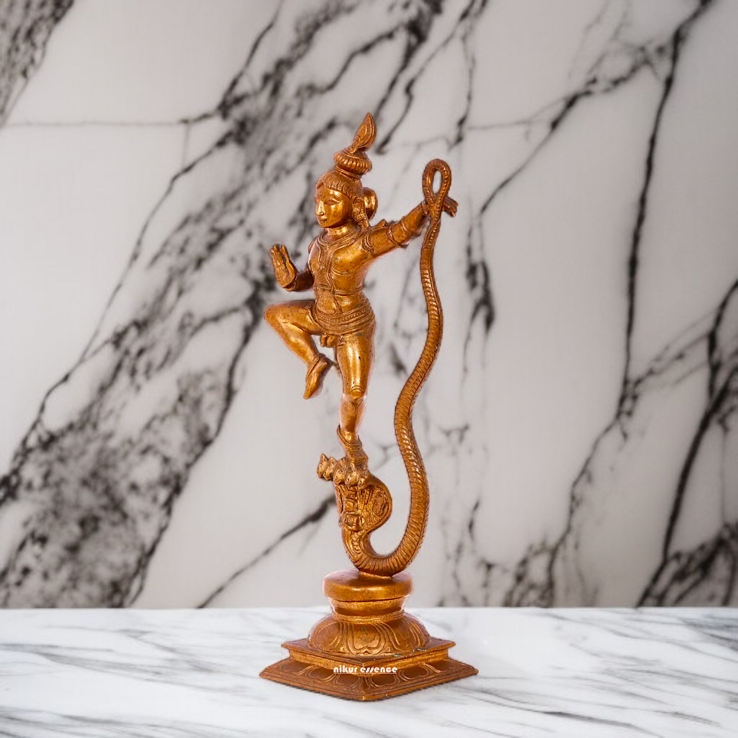 Kaliya naag Krishna Blessing standing Panchaloha idol - 14 Inches Nikuressence