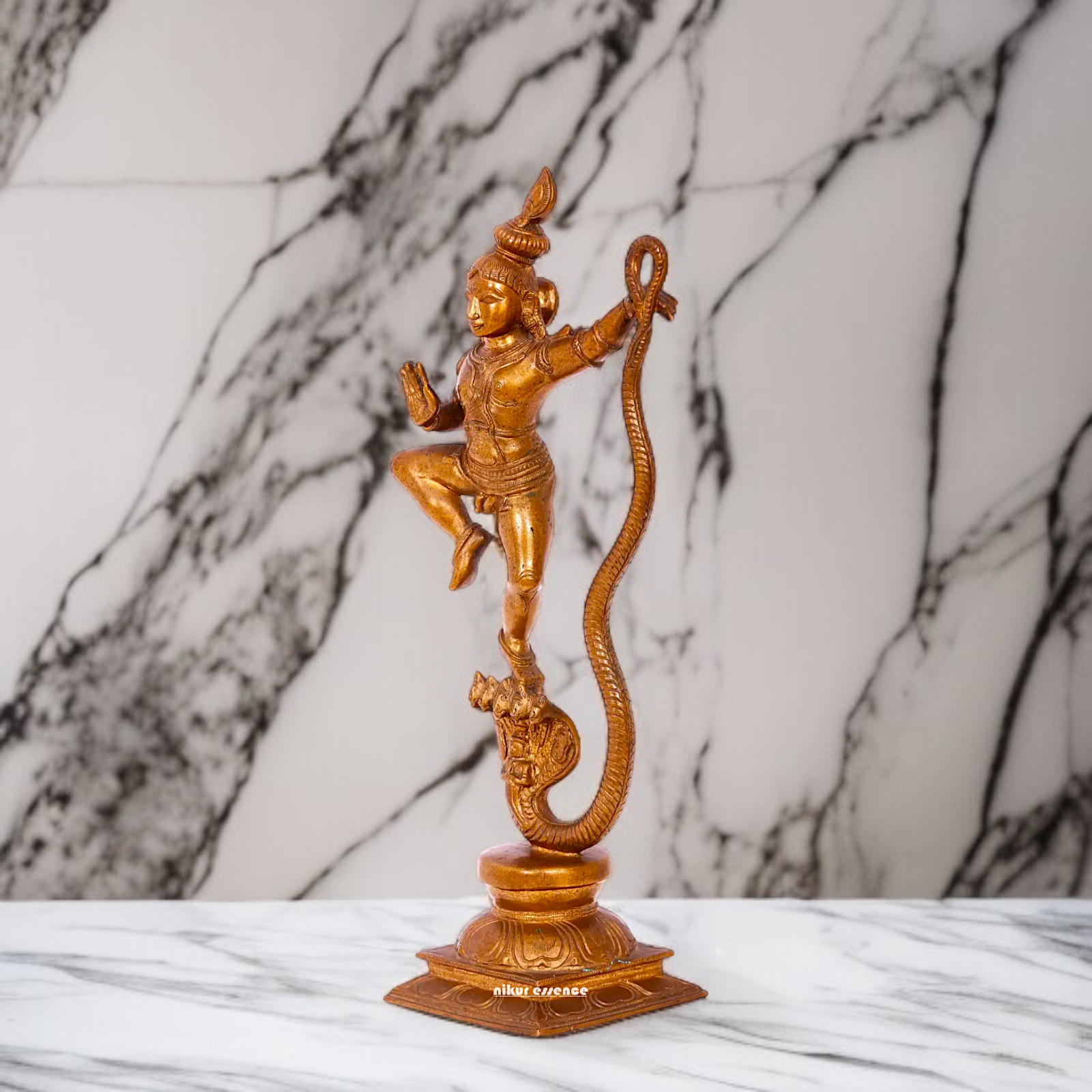 Kaliya naag Krishna Blessing standing Panchaloha idol - 14 Inches Nikuressence