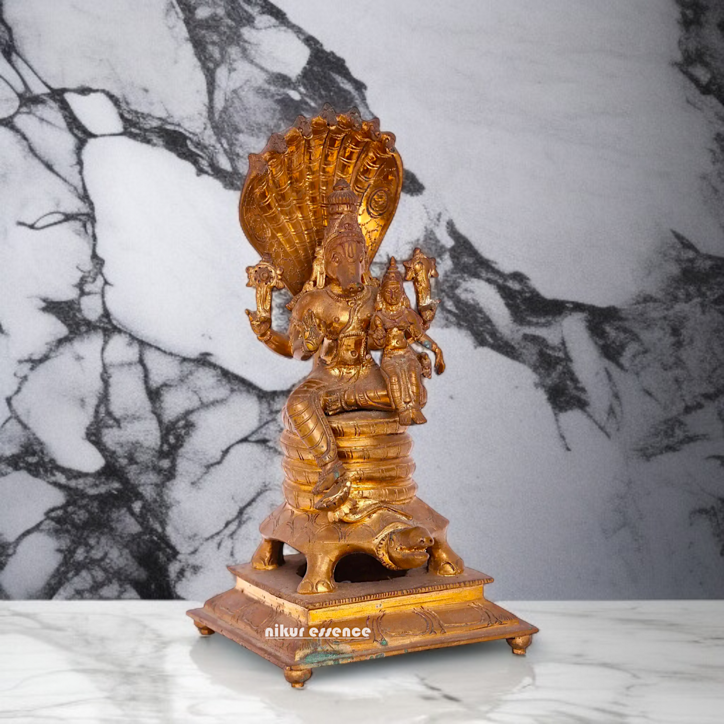 Varaha seated with Lakshmi Panchaloha idol - 12 Inches Nikuressence