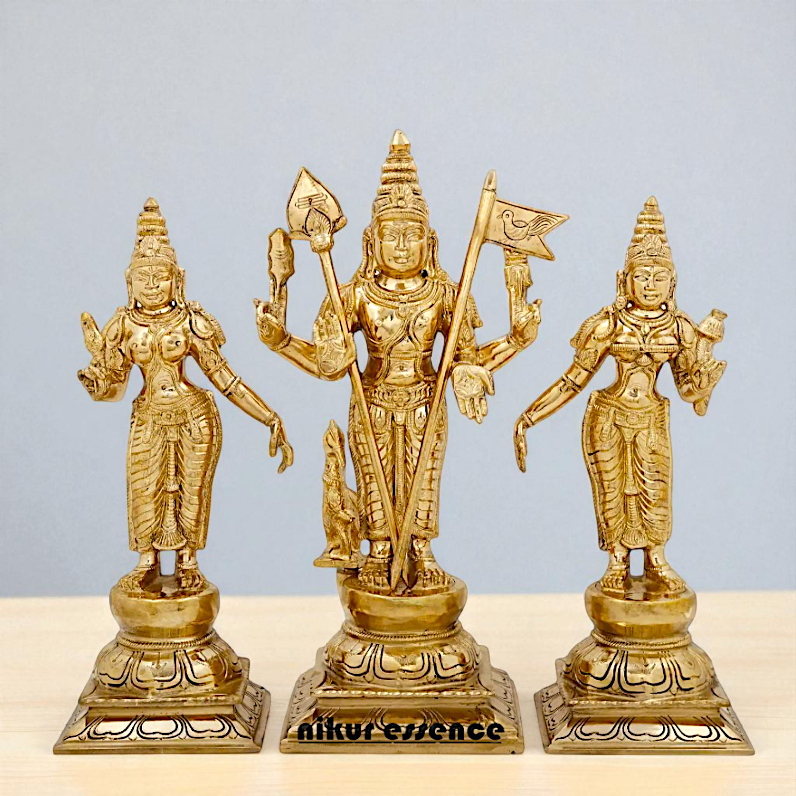 Panchaloha Muruga with Devasena and Valli Idol- 15 Inches Nikuressence