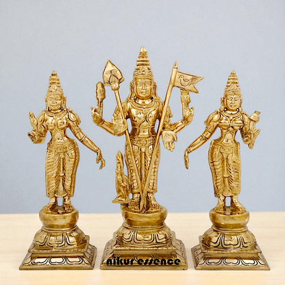 Panchaloha Muruga with Devasena and Valli Idol- 15 Inches Nikuressence