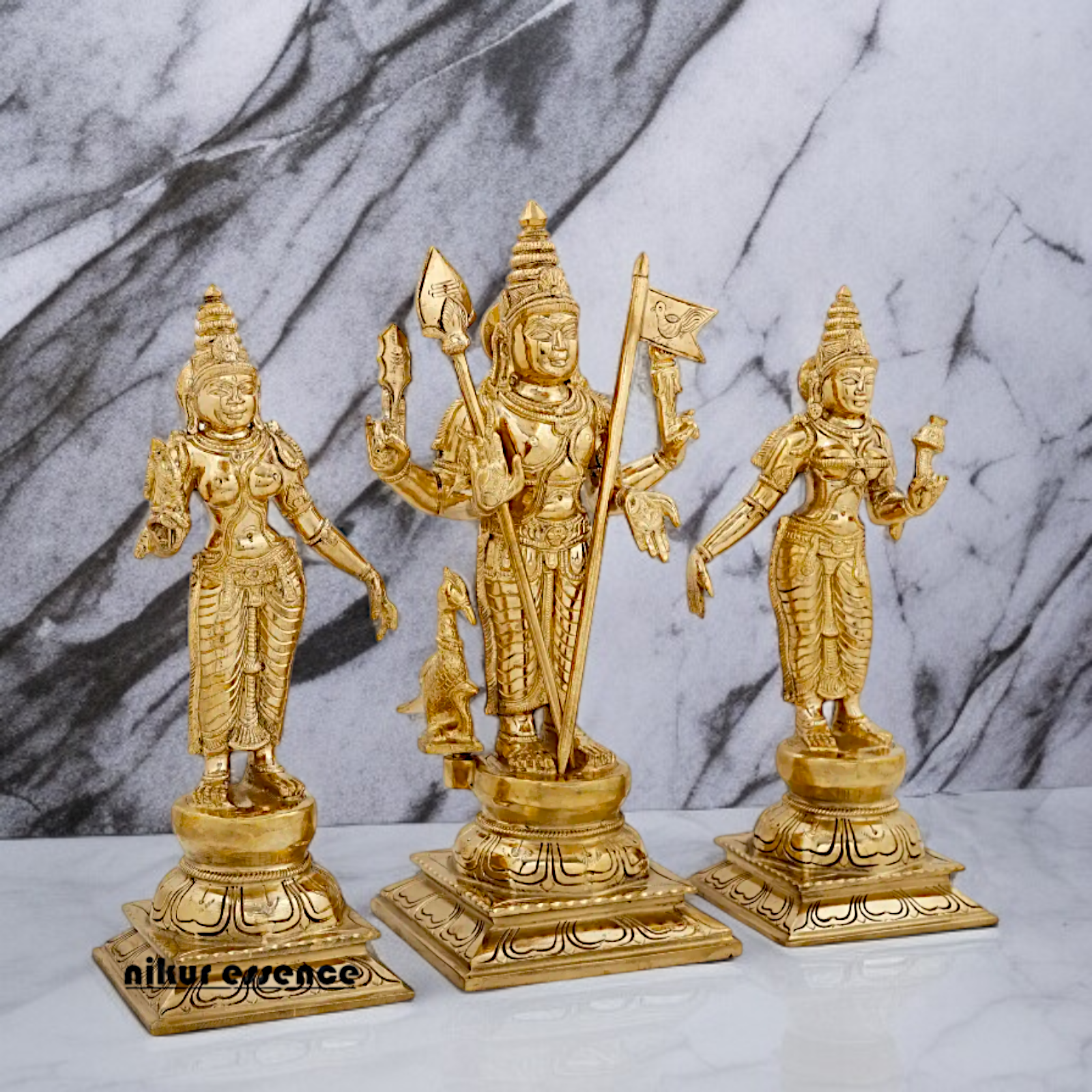 Panchaloha Muruga with Devasena and Valli Idol- 15 Inches Nikuressence