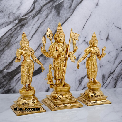 Panchaloha Muruga with Devasena and Valli Idol- 15 Inches Nikuressence