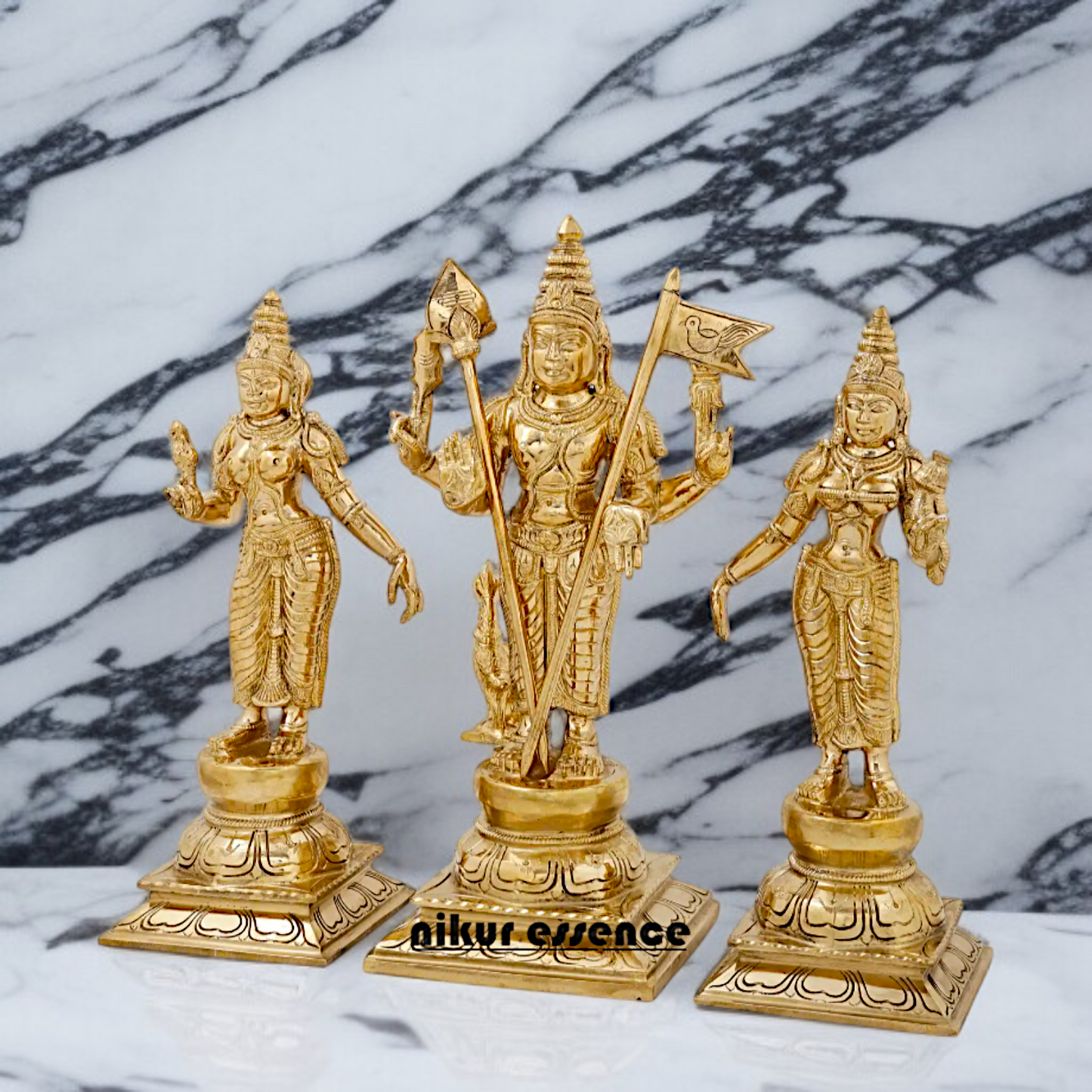 Panchaloha Muruga with Devasena and Valli Idol- 15 Inches Nikuressence