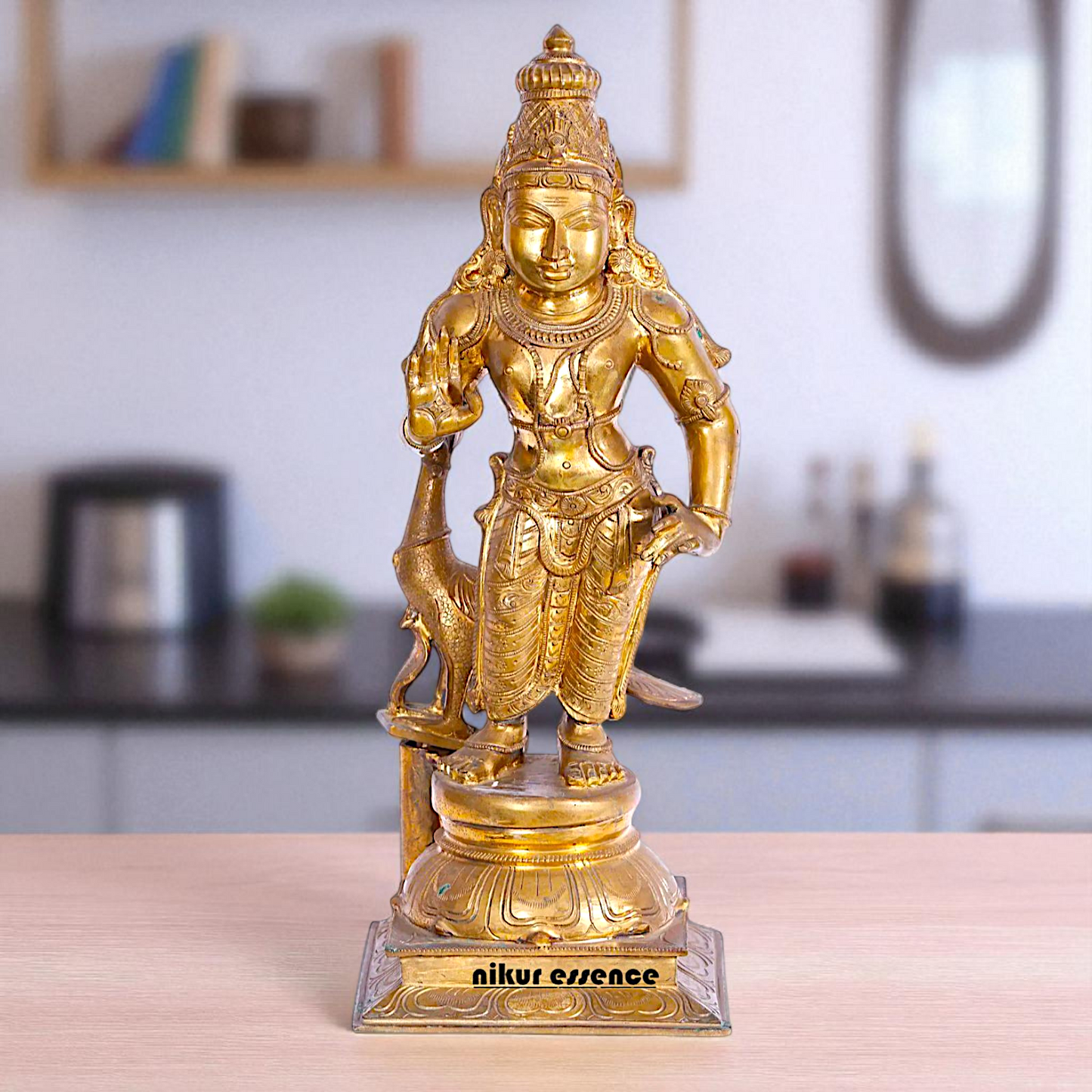 Panchaloha Murugan Kartikeya Blessing with peacock Idol- 27 Inches Nikuressence