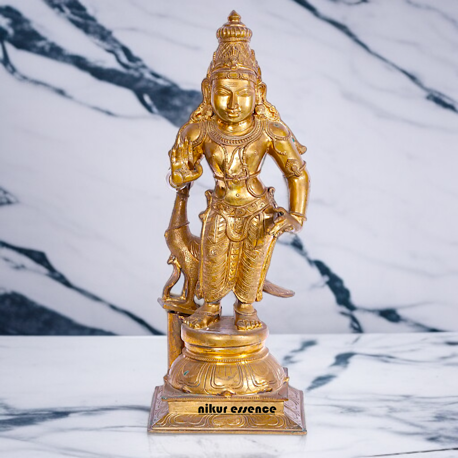Panchaloha Murugan Kartikeya Blessing with peacock Idol- 27 Inches Nikuressence