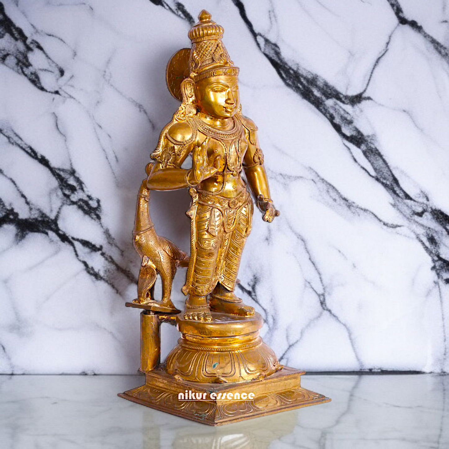 Panchaloha Murugan Kartikeya Blessing with peacock Idol- 27 Inches Nikuressence