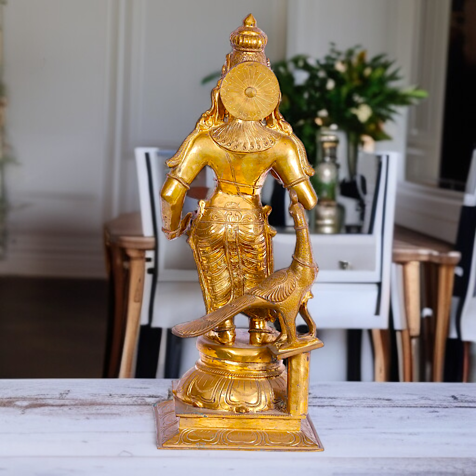Panchaloha Murugan Kartikeya Blessing with peacock Idol- 27 Inches Nikuressence