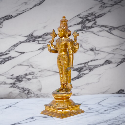 Panchaloha Vishnu Bhagwan standing with four Armed and Gada Idol- 16 Inches Nikuressence