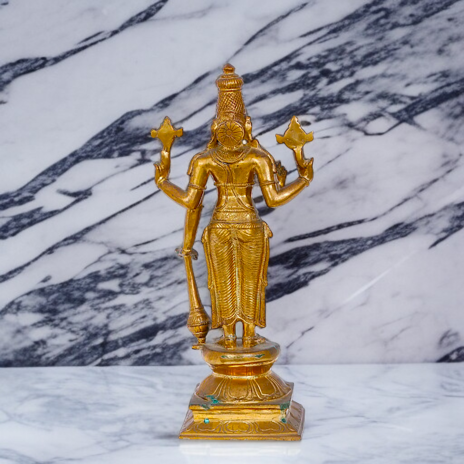 Panchaloha Vishnu Bhagwan standing with four Armed and Gada Idol- 16 Inches Nikuressence