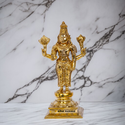Vishnu Bhagwan with four Armed Panchaloha Idol- 13 Inches Nikuressence