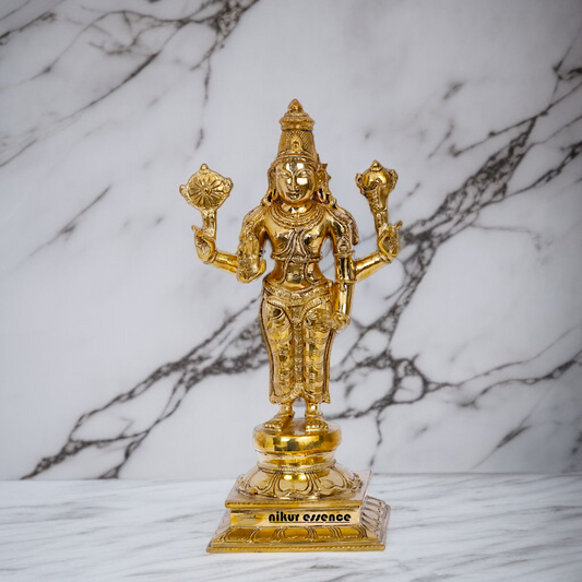 Vishnu Bhagwan with four Armed Panchaloha Idol- 13 Inches Nikuressence