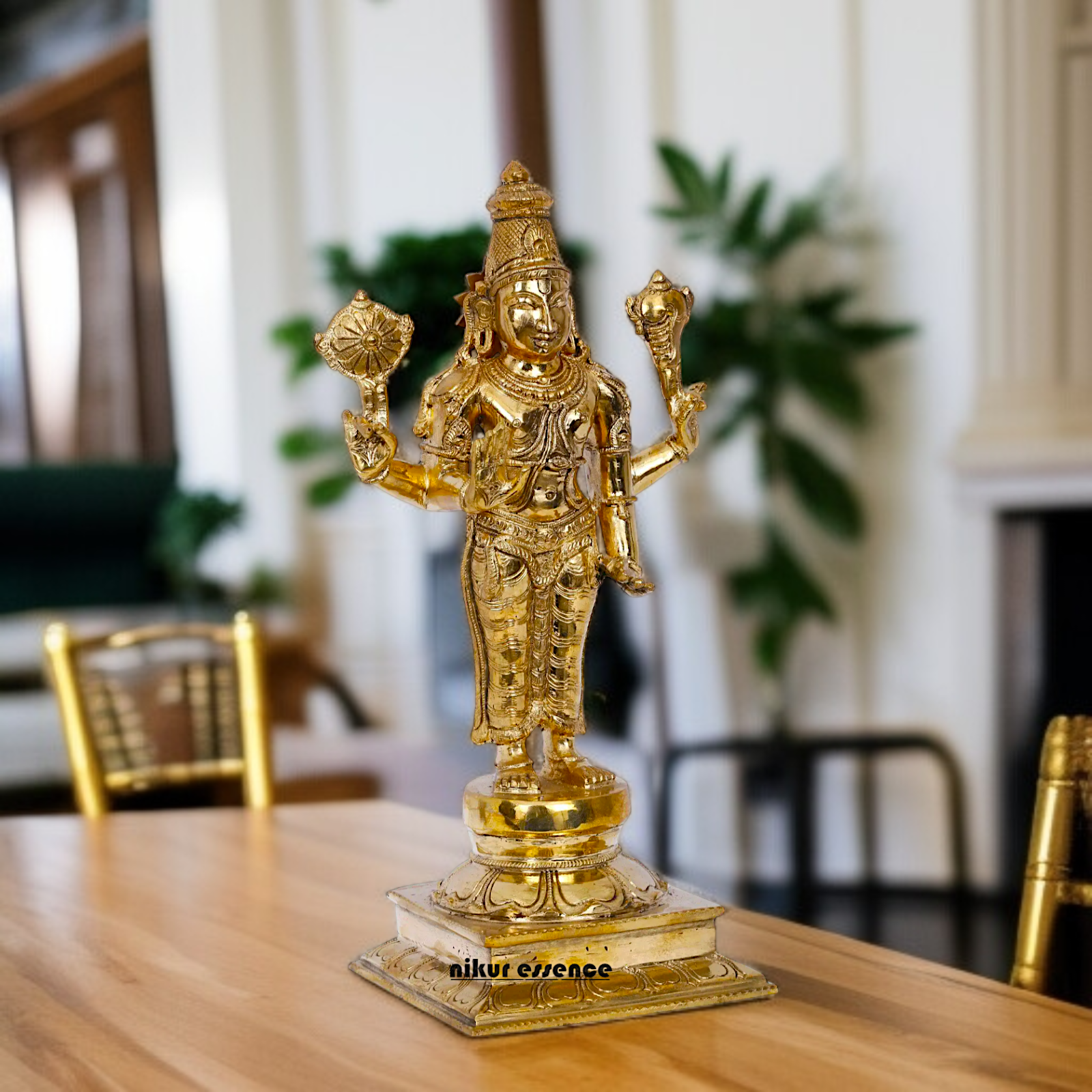 Vishnu Bhagwan with four Armed Panchaloha Idol- 13 Inches Nikuressence