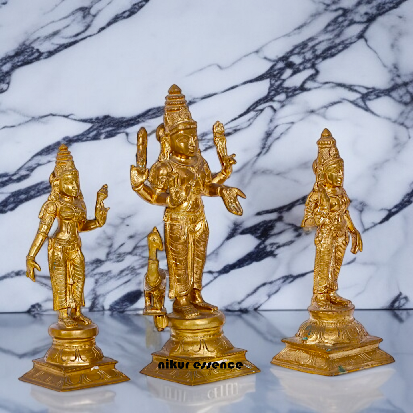Panchaloha Kartikeya with Devasena and Valli Blessing standing Idol- 12 Inches Nikuressence