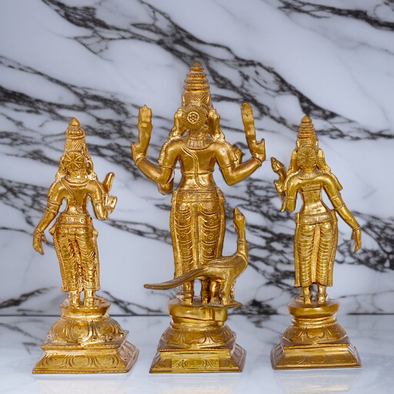 Panchaloha Kartikeya with Devasena and Valli Blessing standing Idol- 12 Inches Nikuressence