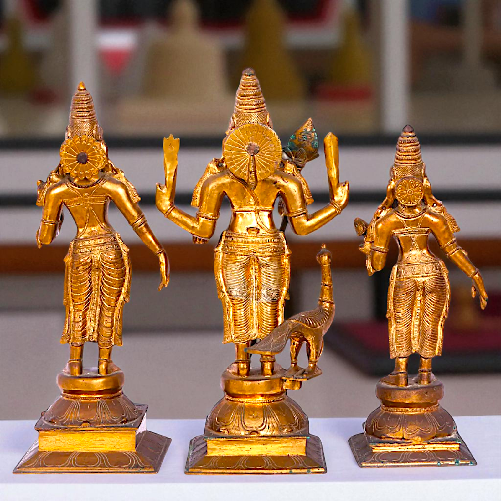 Kartikeya Murugan with peacock Devasena and Valli Devi Panchaloha Idol- 19 Inches Nikuressence
