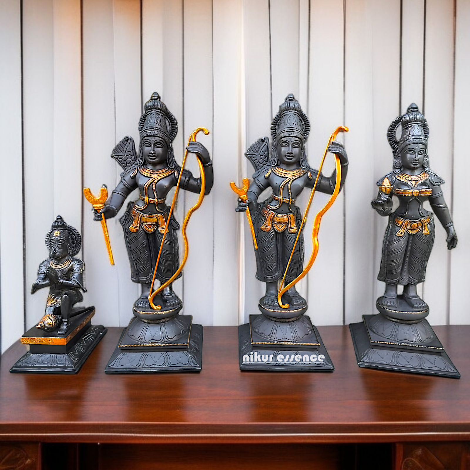 Brass Black Ram Darbar Blessing set statue - 19 Inches Nikuressence