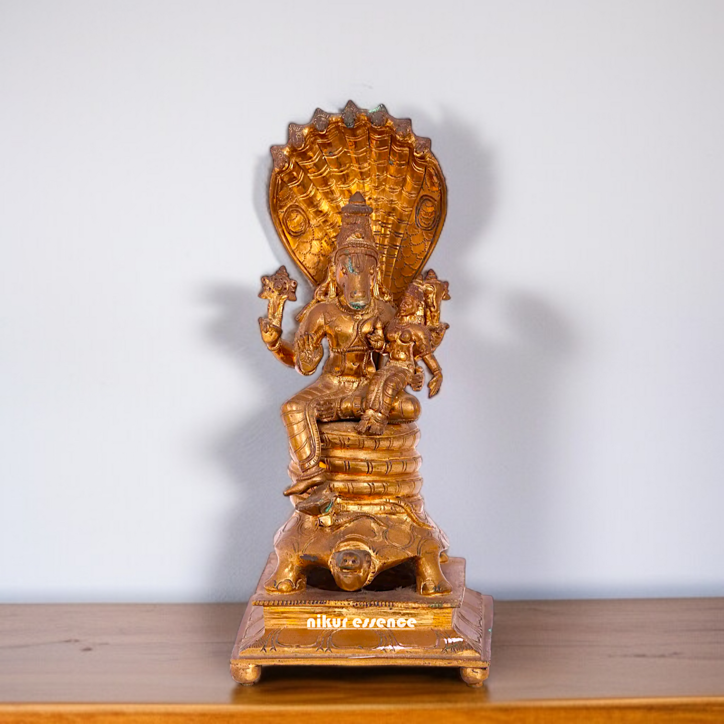 Hayagreeva with Lakshmi seated Panchaloha idol - 12 Inches Nikuressence