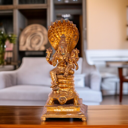 Hayagreeva with Lakshmi seated Panchaloha idol - 12 Inches Nikuressence