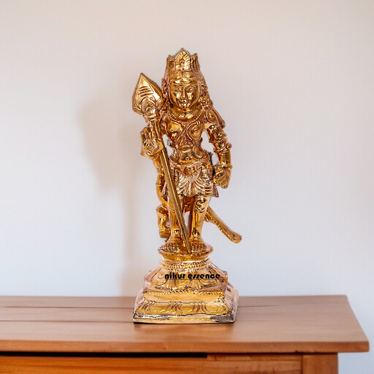 Panchaloha Murugan Kartikeya standing with peacock idol - 6 Inches Nikuressence