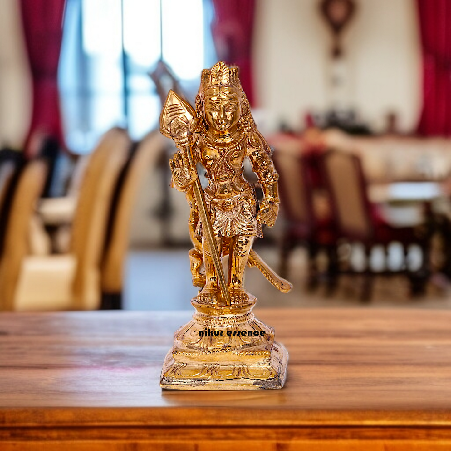 Panchaloha Murugan Kartikeya standing with peacock idol - 6 Inches Nikuressence