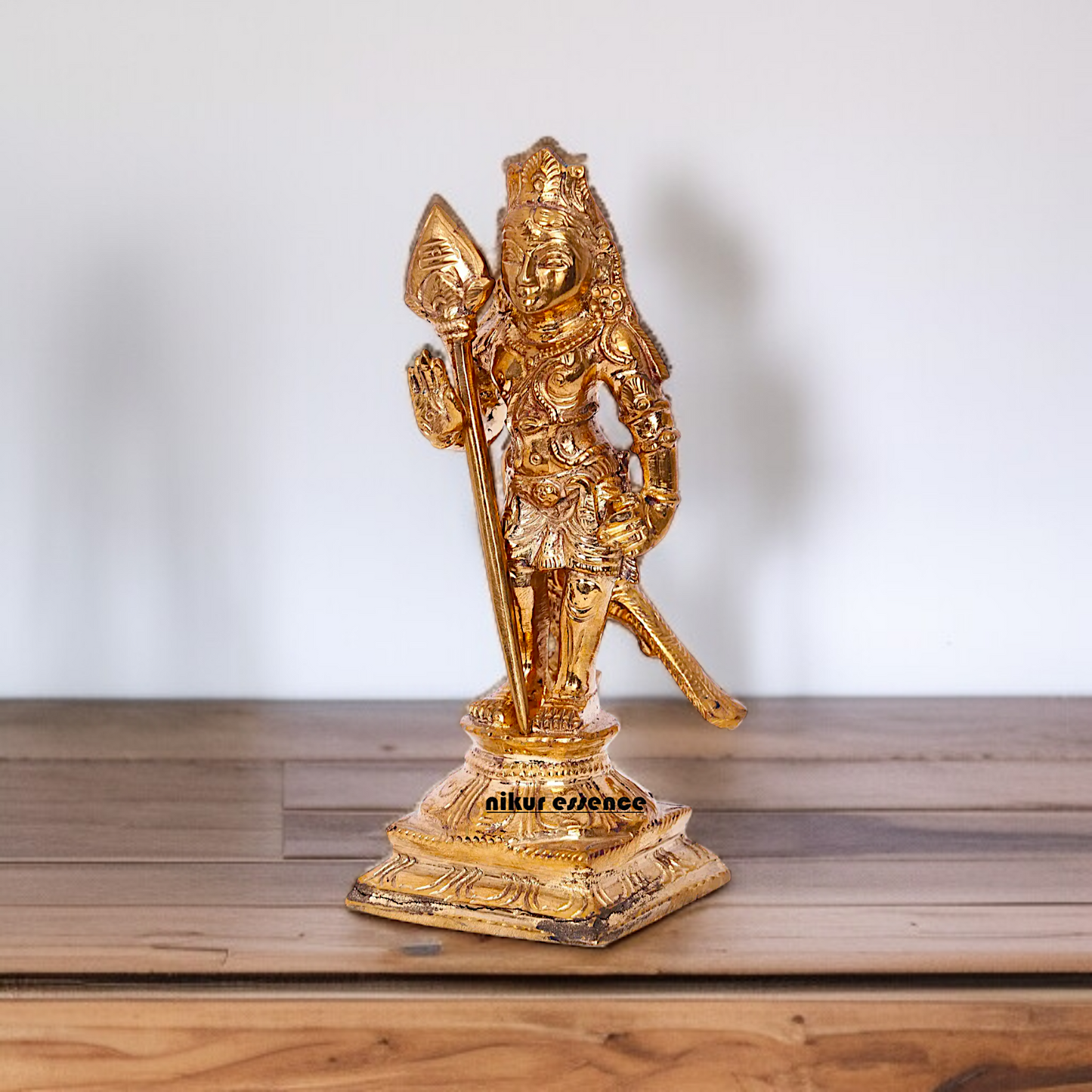 Panchaloha Murugan Kartikeya standing with peacock idol - 6 Inches Nikuressence
