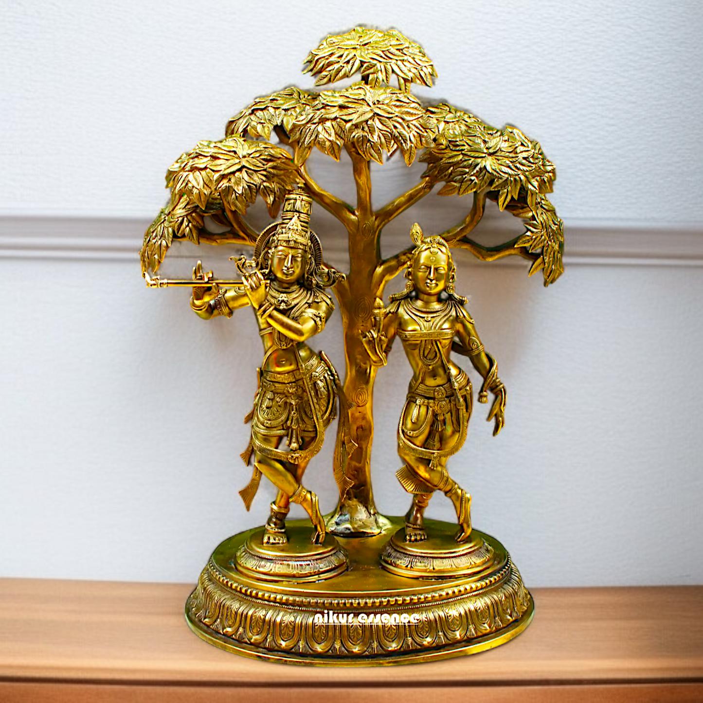 Radha Krishna Playing Flute standing with Tree Panchaloha idol - 21.26 inches Nikuressence