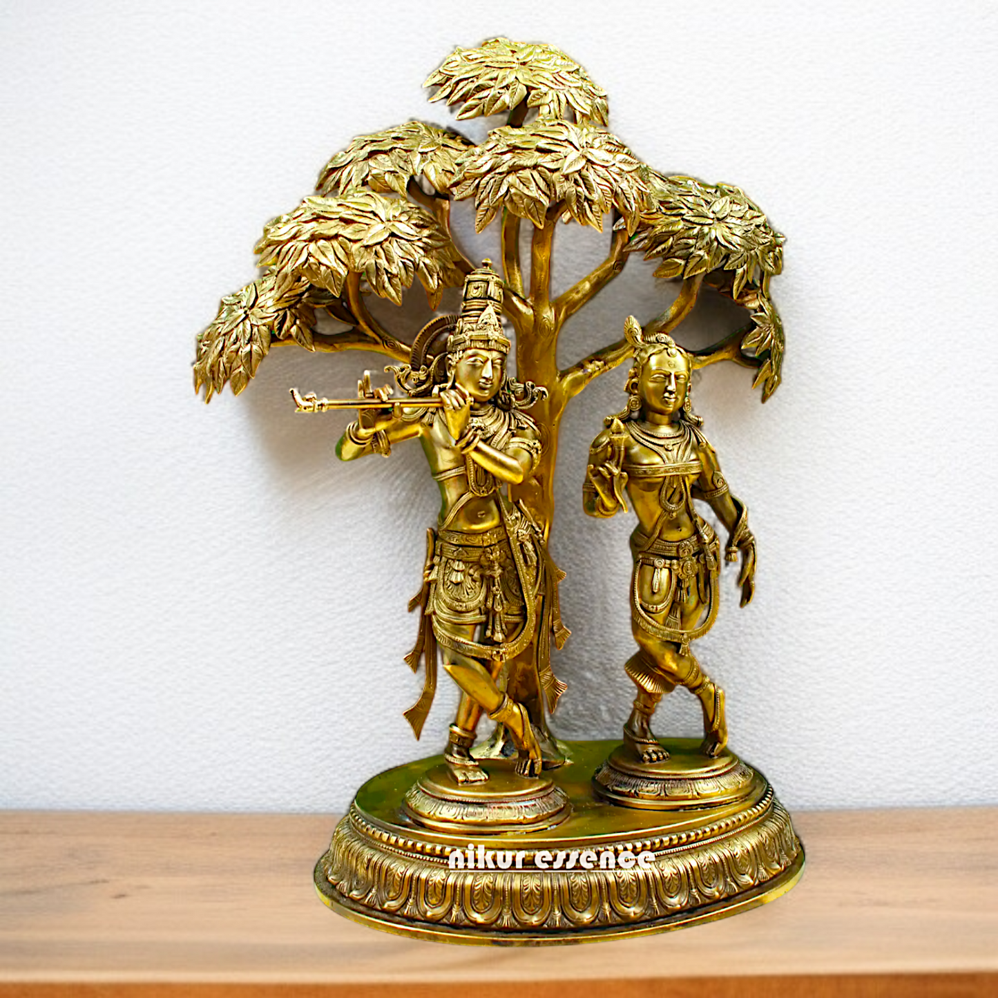 Radha Krishna Playing Flute standing with Tree Panchaloha idol - 21.26 inches Nikuressence