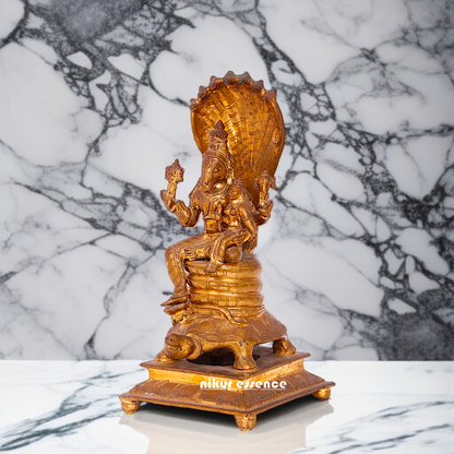 Hayagreeva with Lakshmi and sheshnag Panchaloha idol - 11 inches Nikuressence