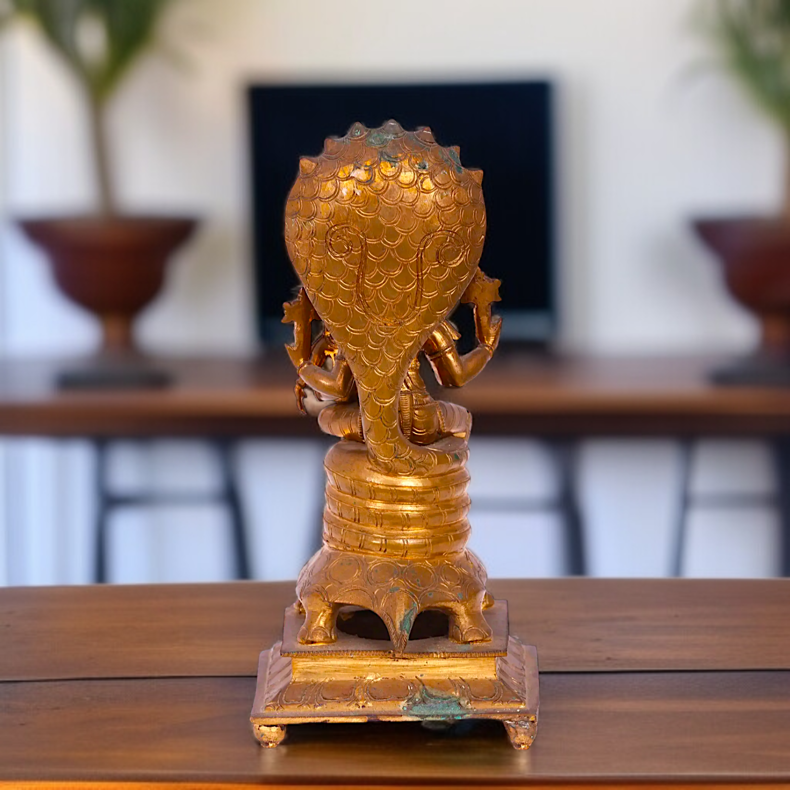 Hayagreeva with Lakshmi and sheshnag Panchaloha idol - 11 inches Nikuressence