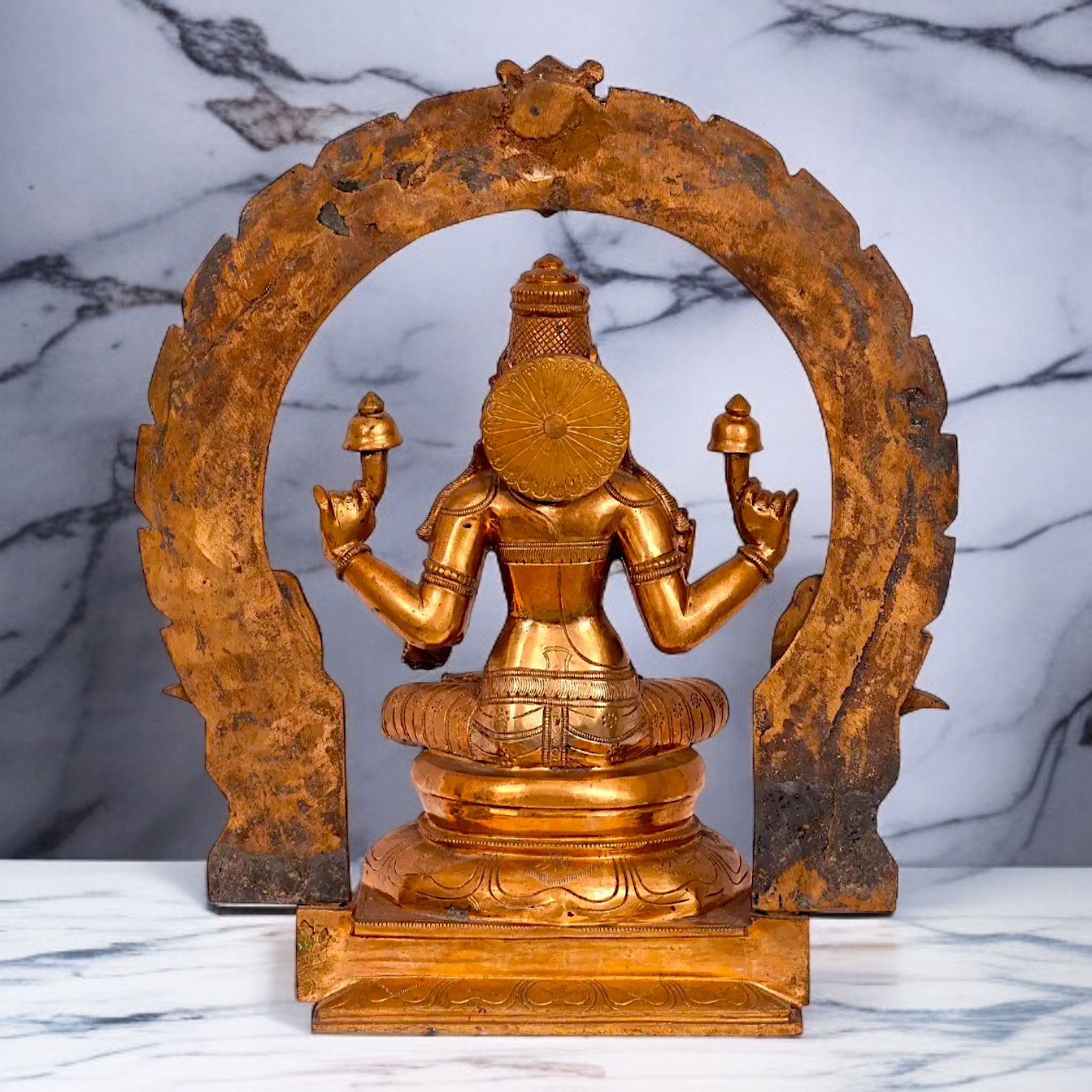 Large Lakshmi Blessing seated with four Armed Panchaloha idol - 22 inches Nikuressence