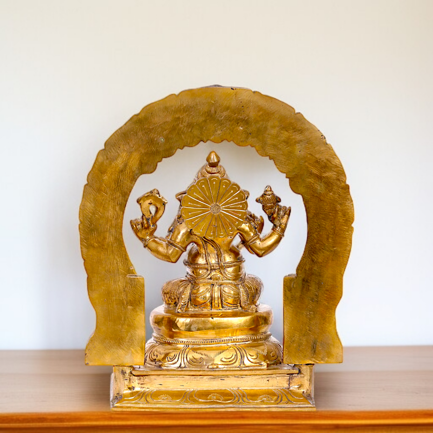 Panchaloha Ganesha seated on throne idol - 12 inches Nikuressence