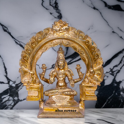 Panchaloha Lakshmi Blessing with Four hand seated on throne statue - 12 Inches Nikuressence