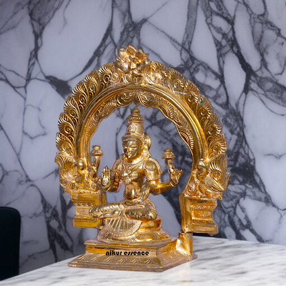 Panchaloha Lakshmi Blessing with Four hand seated on throne statue - 12 Inches Nikuressence