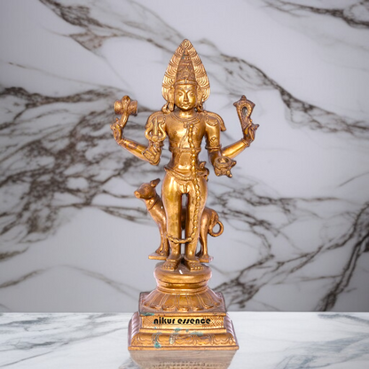 Panchaloha Bhairav with Four Armed standing with dog statue - 19 Inches Nikuressence