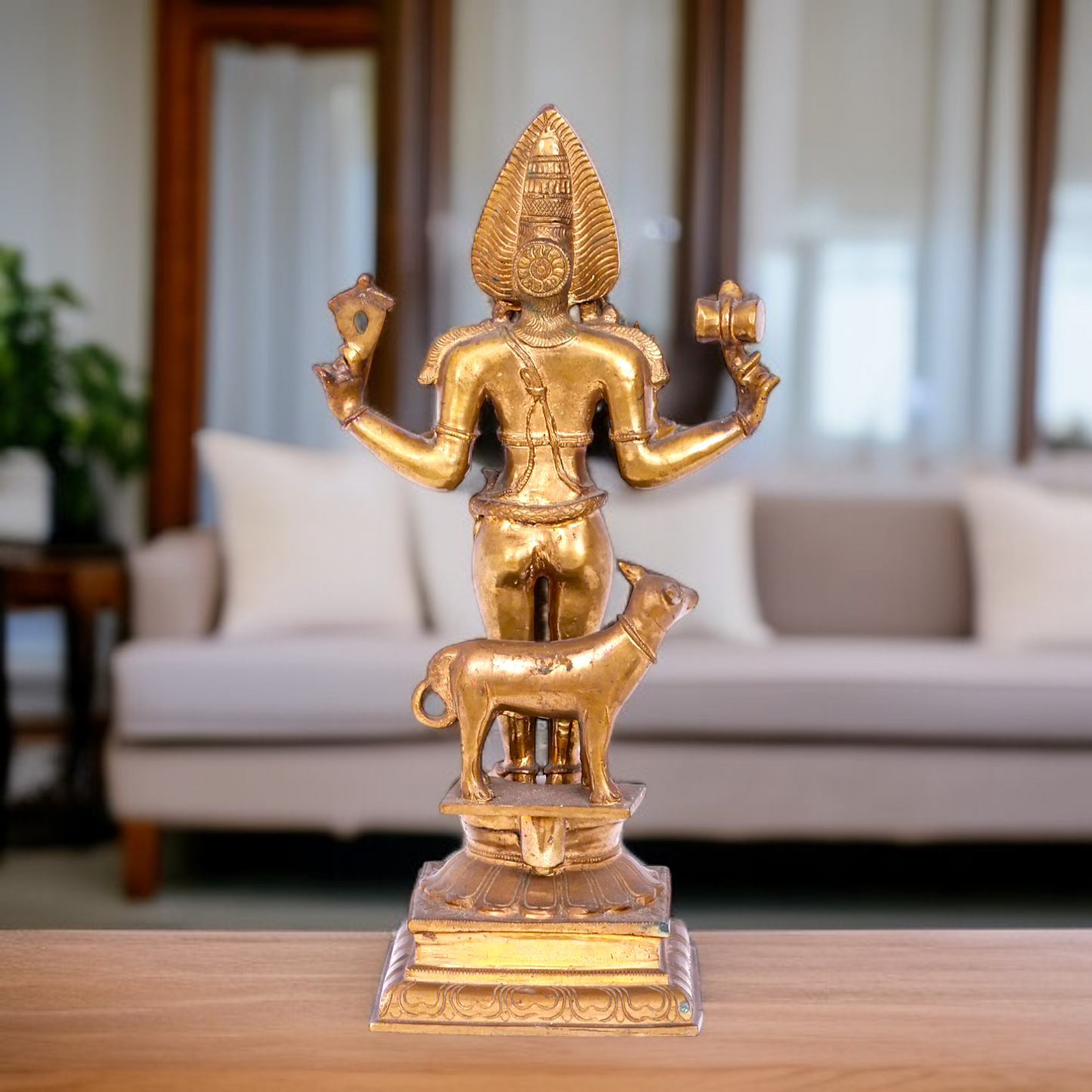 Panchaloha Bhairav with Four Armed standing with dog statue - 19 Inches Nikuressence