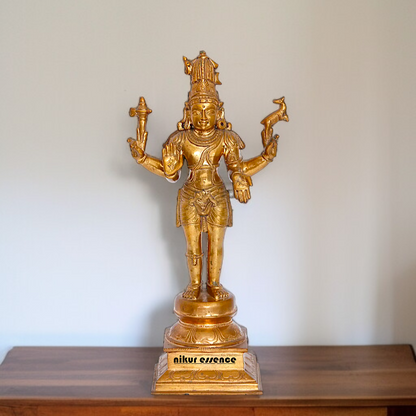 Panchaloha Chandrashekhar Pashupatinath with Four Armed standing statue - 15 Inches Nikuressence