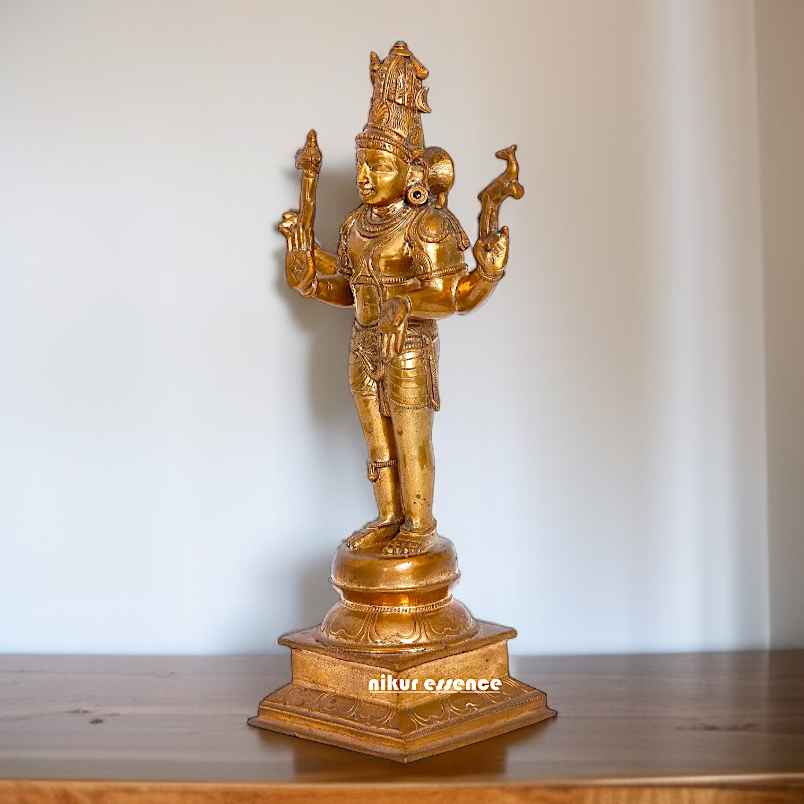 Panchaloha Chandrashekhar Pashupatinath with Four Armed standing statue - 15 Inches Nikuressence
