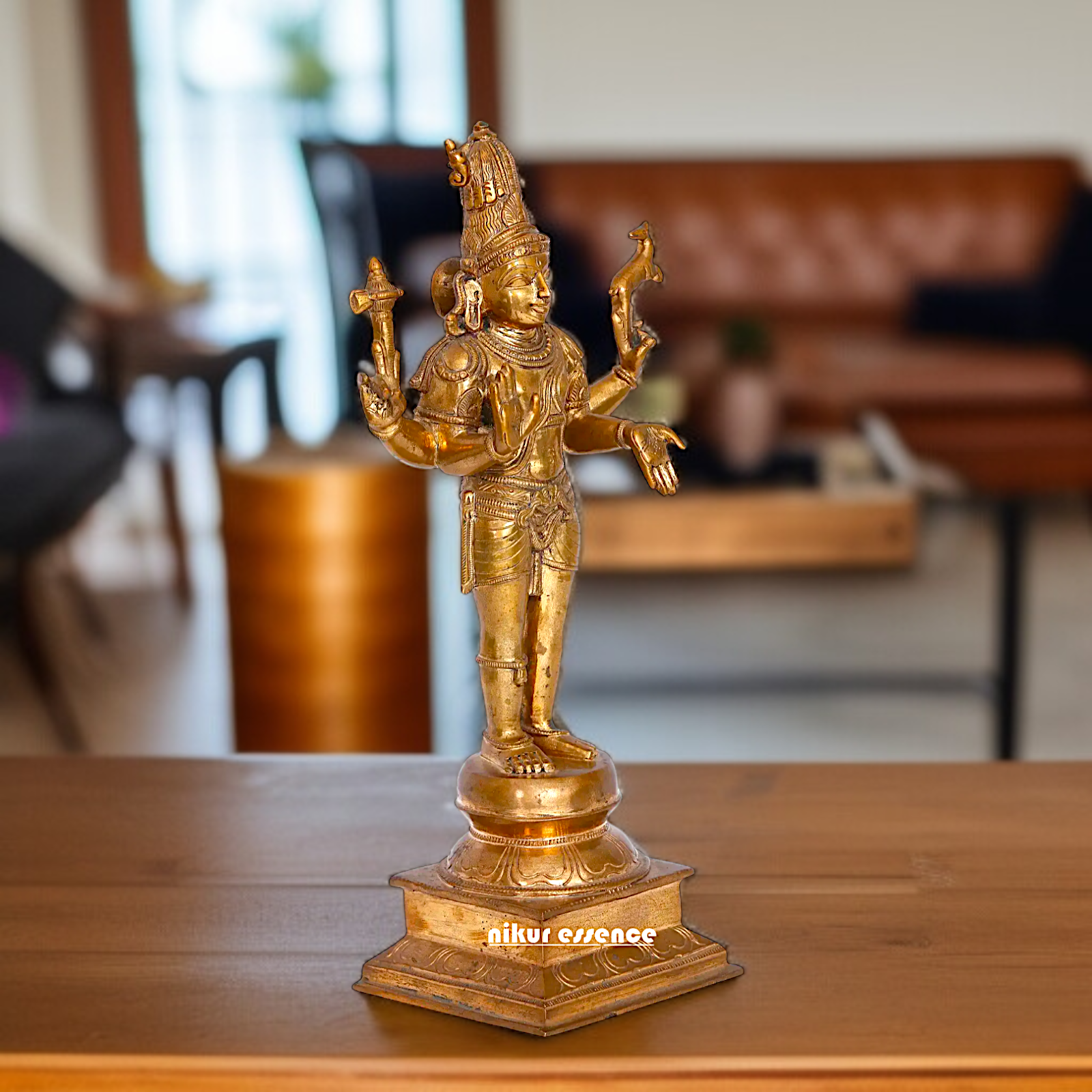 Panchaloha Chandrashekhar Pashupatinath with Four Armed standing statue - 15 Inches Nikuressence