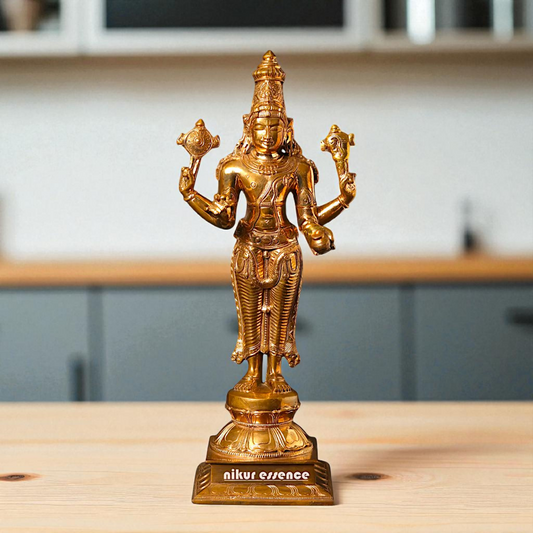 Panchaloha Dhanvantari Vishnu standing statue - 15 Inches Nikuressence