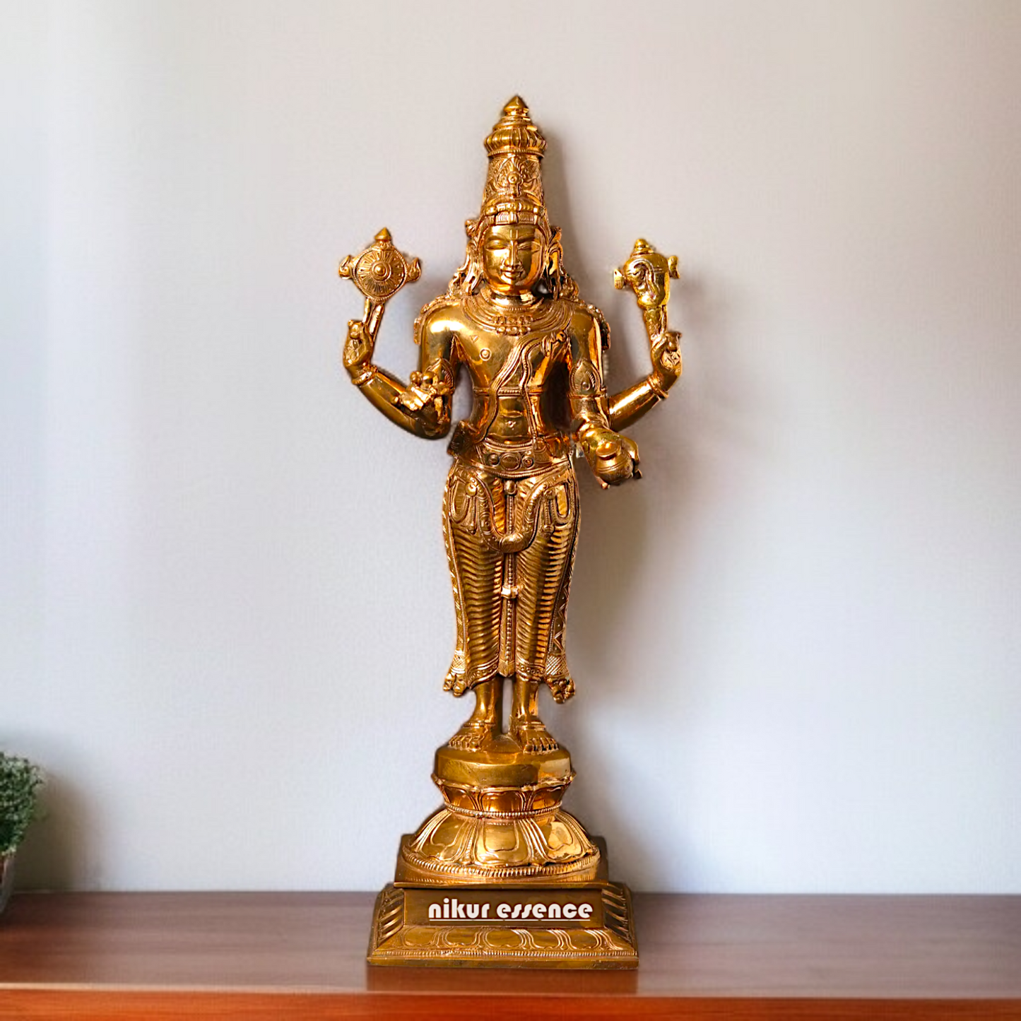 Panchaloha Dhanvantari Vishnu standing statue - 15 Inches Nikuressence