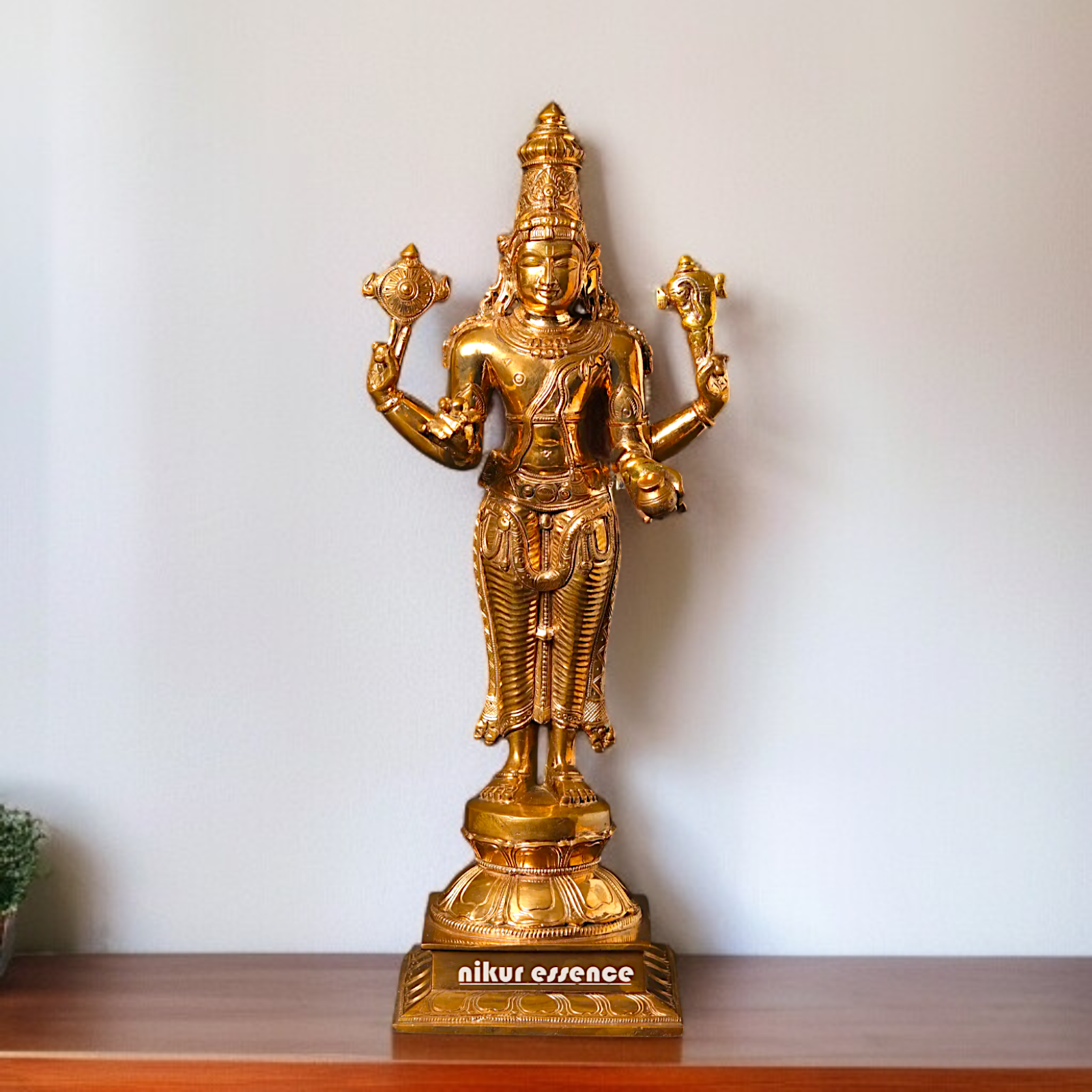 Panchaloha Dhanvantari Vishnu standing statue - 15 Inches Nikuressence