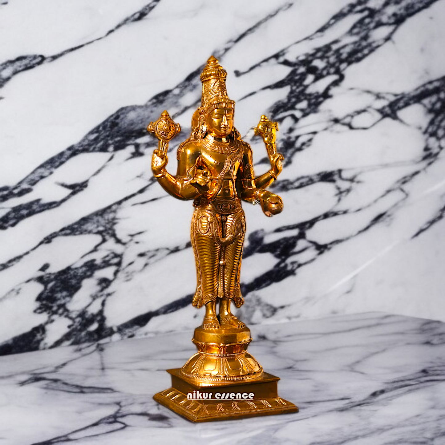 Panchaloha Dhanvantari Vishnu standing statue - 15 Inches Nikuressence