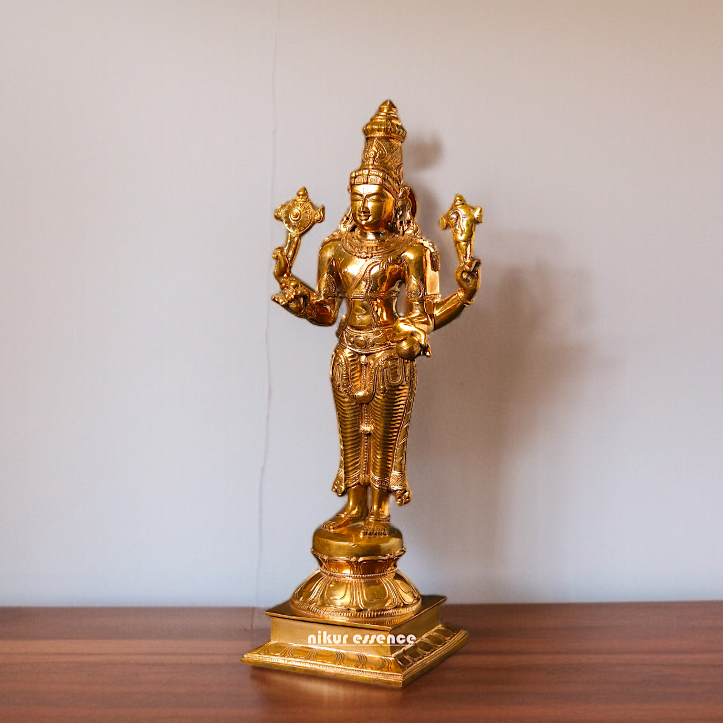 Panchaloha Dhanvantari Vishnu standing statue - 15 Inches Nikuressence