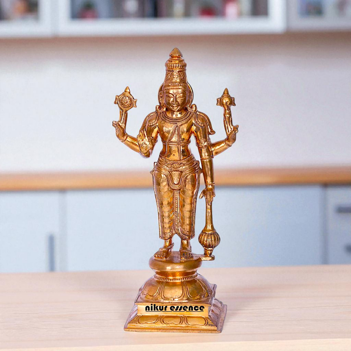 Vishnu Narayan Swami with Gada and Blessing Panchaloha idol - 13 Inches Nikuressence